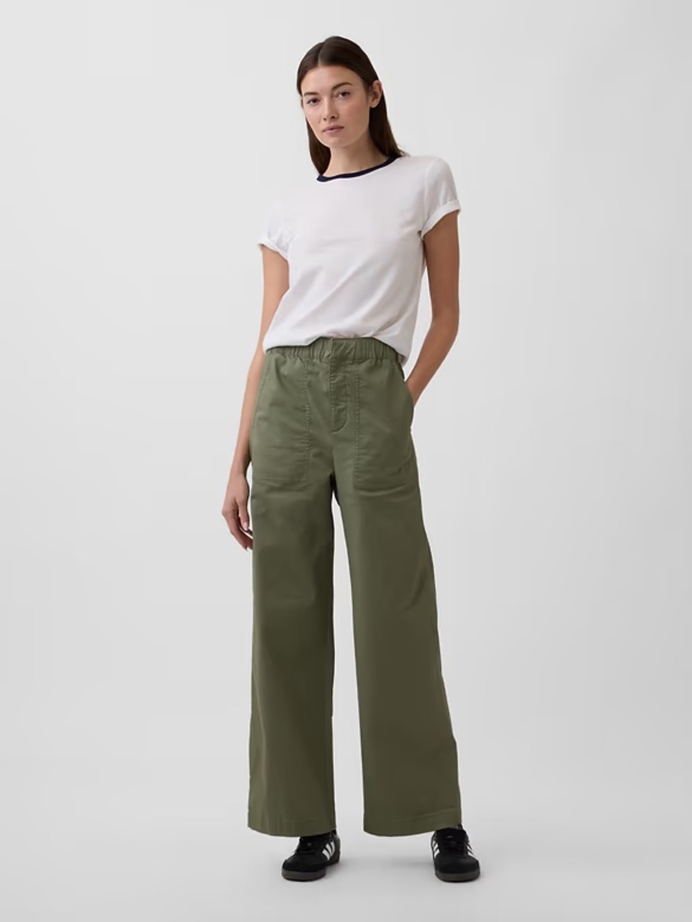GAP Factory Olive Green High Rise Easy Wide-Leg Khakis
